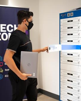 Person opening secure locker