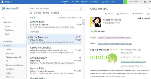 Outlook Homescreen